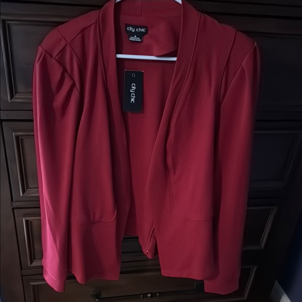 City Chic Red Blazer Tailored Suit Jacket